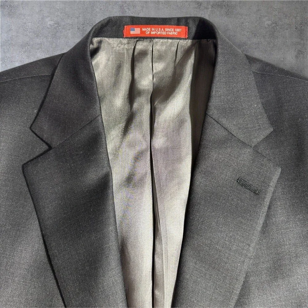 HART SHAFFNER MARX Men Blazer 44R Sport Coat Jacket Two Button Jacket Gray Wool